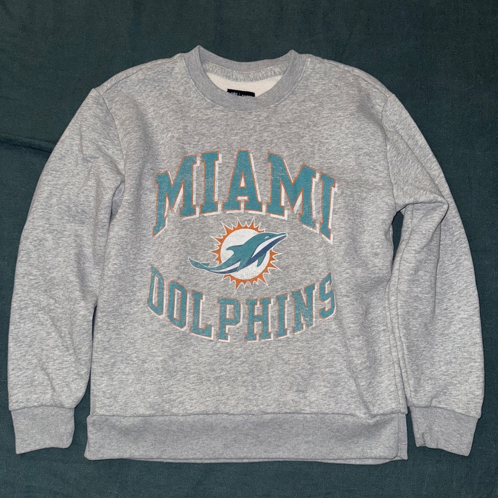 NFL Gray Crewneck Sweater Miami Dolphins